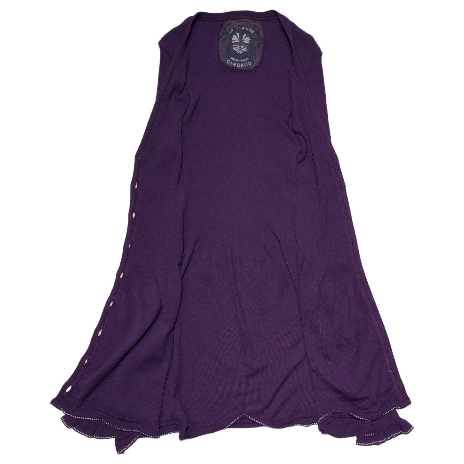 MARITHE FRANCOIS GIRBAUD(マリテフランソワジルボー) 00's flare rib cardigan フレア リブ ニット カーディガン チュニック F7-8182 N パープル Y2K