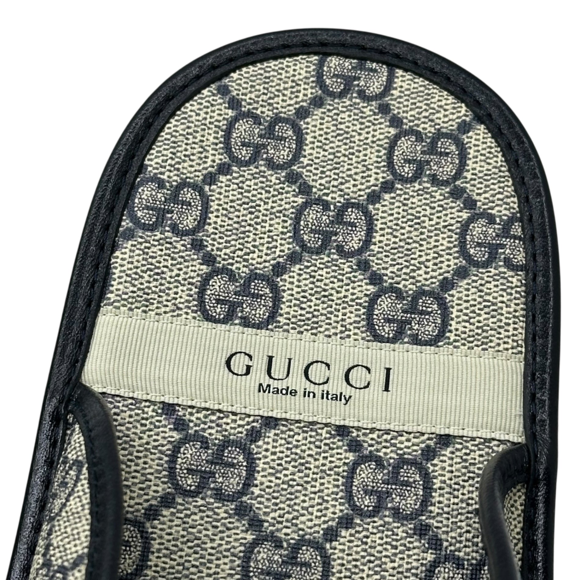 GUCCI(グッチ) Horsebit Sandal GG Supreme ホースビット サンダル GGスプリーム 694249 9(28.0cm程度) ベージュ×ネイビー