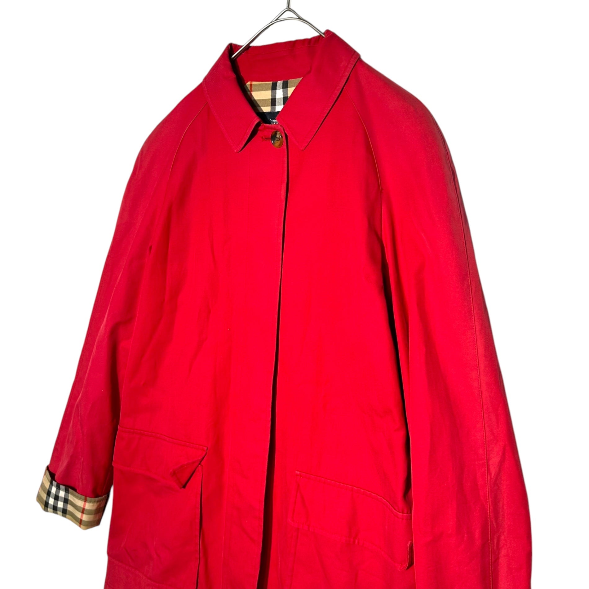 BURBERRY LONDON(バーバリーロンドン) Lined Nova Check Spring Half Coat 裏地 ノヴァ チェック スプリング ハーフ コート FRA48-012 38(M程度) レッド
