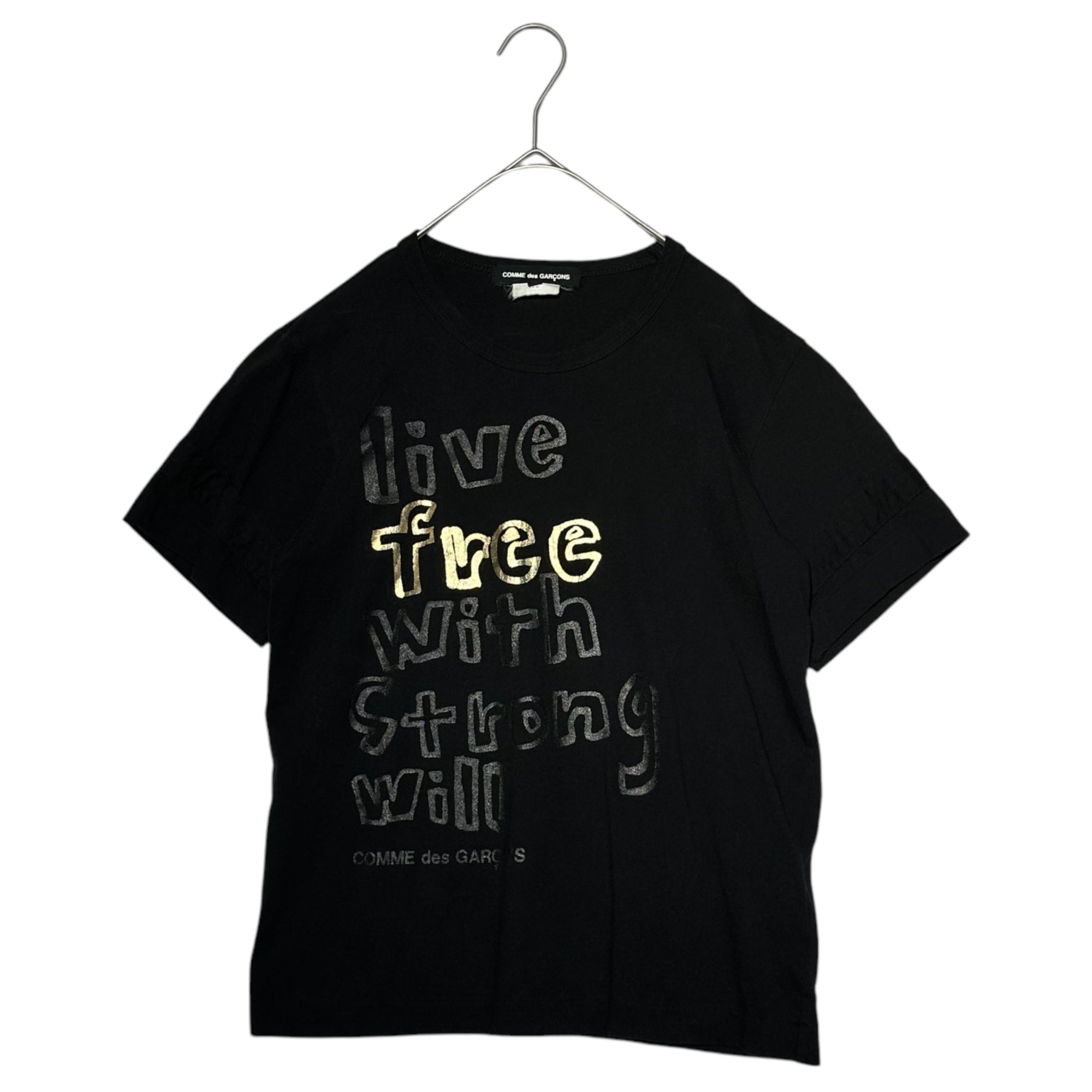 COMME des GARCONS(コムデギャルソン) 13SS ”live free with strong will” logo S/S T-shirt ロゴ プリント 半袖 Tシャツ GK-T047 M ブラック AD2012
