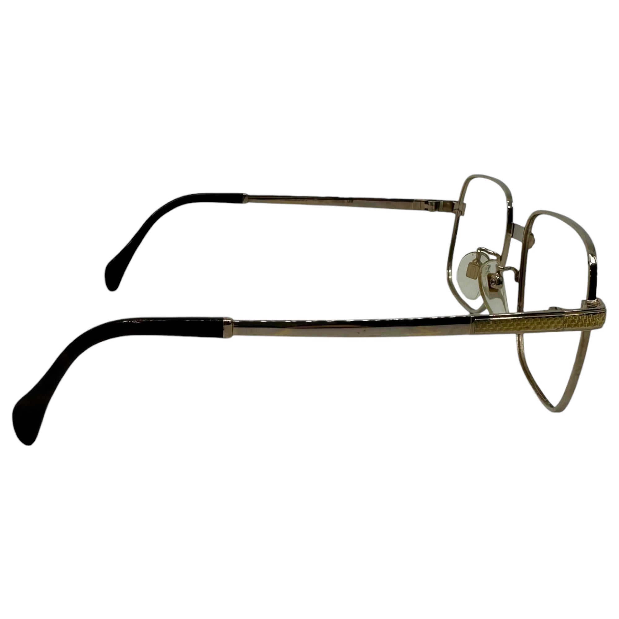 S.T. DUPONT(エス テー デュポン) 80's Teardrop Square Eyeglass Metal Frames ティアドロップ スクエア メガネ メタル フレーム 54□16-140 ゴールド×ブラウン 推定80年代 ヴィンテージ 眼鏡 サングラス GP
