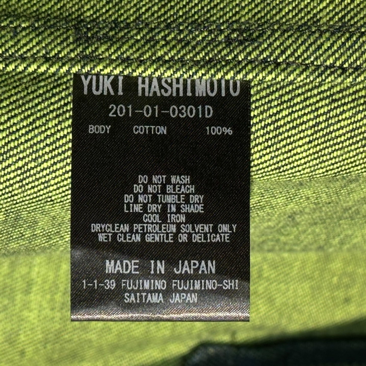 YUKI HASHIMOTO(ユウキハシモト) 20SS WORK JACKET デニム ワーク ジャケット 201-01-0301D 44(XS~S) インディゴ