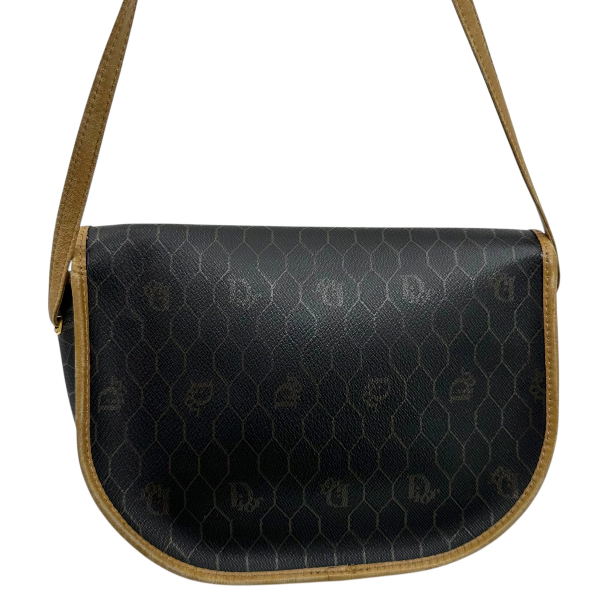 Christian Dior(クリスチャンディオール) Old Monogram shoulder pouch オールド モノグラム ショルダー ポーチ ブラック×ベージュ