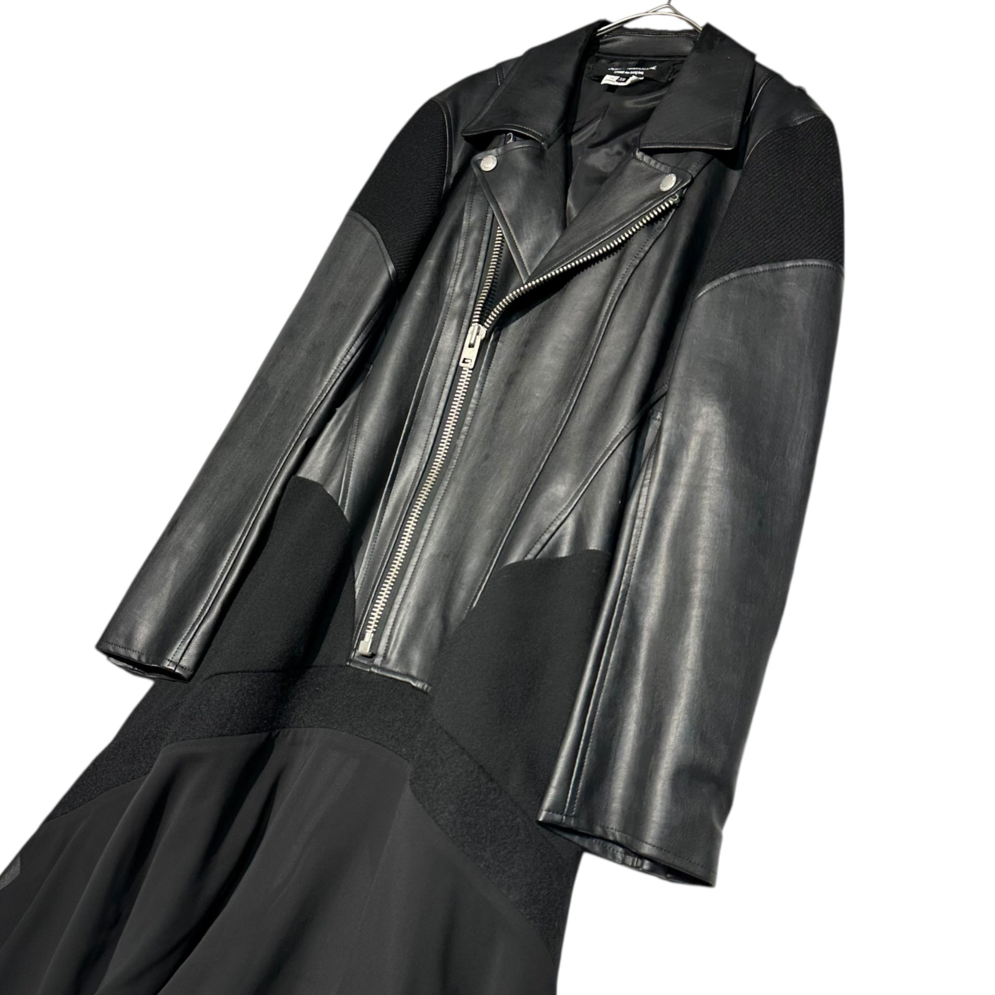 COMME des GARCONS JUNYA WATANABE(コムデギャルソンジュンヤワタナベ) 13AW Faux Leather Layered Double Rider Dress フェイクレザー レイヤード ダブル ライダース ワンピース JL-O003 XS ブラック AD2013