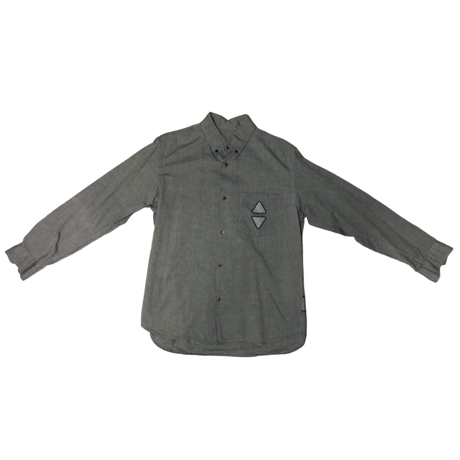 GANRYU(ガンリュウ) 09AW Design print BD shirt デザイン プリント ボタン ダウン シャツ ED-B003 M グレー 矢印 コムデギャルソン 長袖