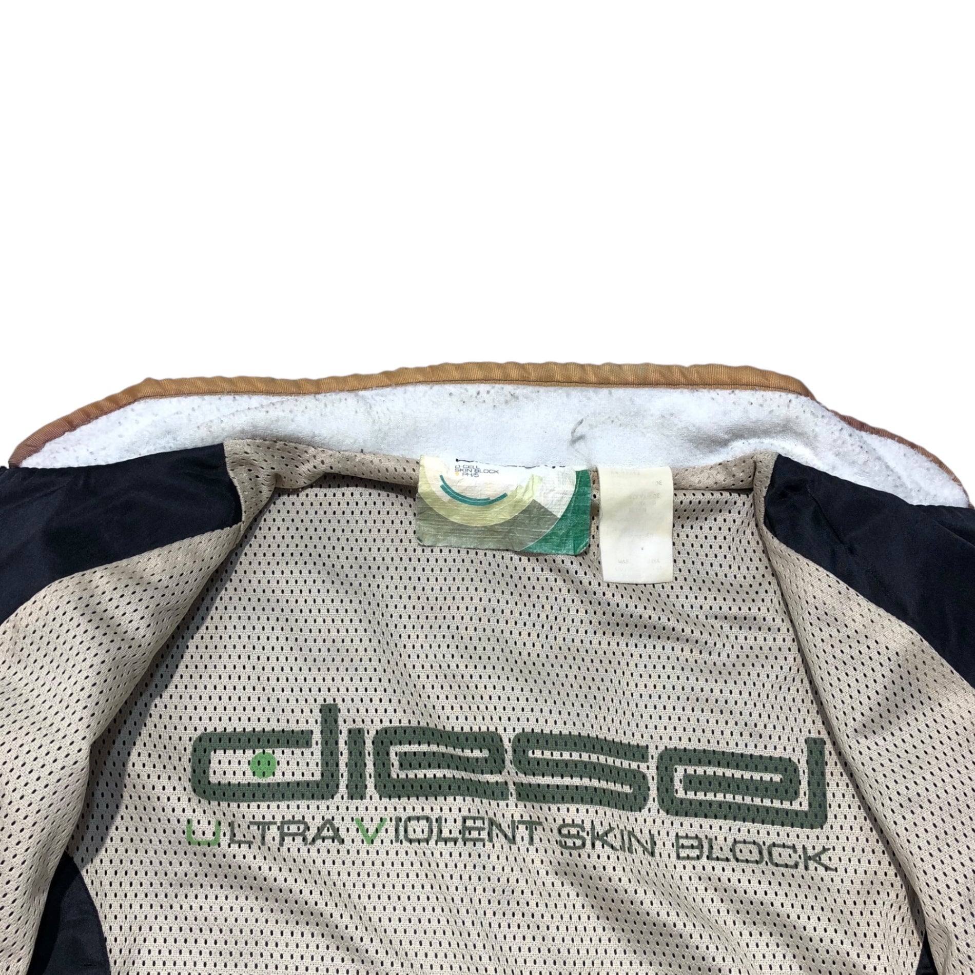 DIESEL(ディーゼル) 90's Leather switching nylon biker jacket レザー切替 ナイロン バイカー ジャケット 90年代 archives アーカイヴ M ブラック×ベージュ ULRTA VIOLENT SKIN BLOCK