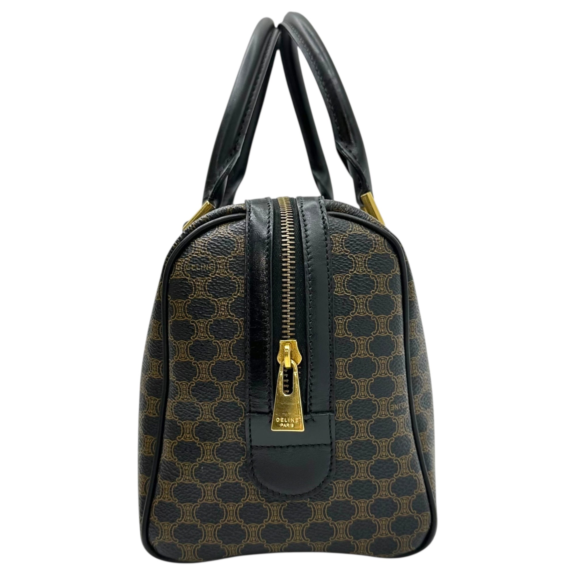 CELINE(セリーヌ) Macadam Pattern Mini Boston Bag マカダム柄 ミニ ボストン バッグ MC99/1 ブラック×ブラウン OLD オールド ハンド