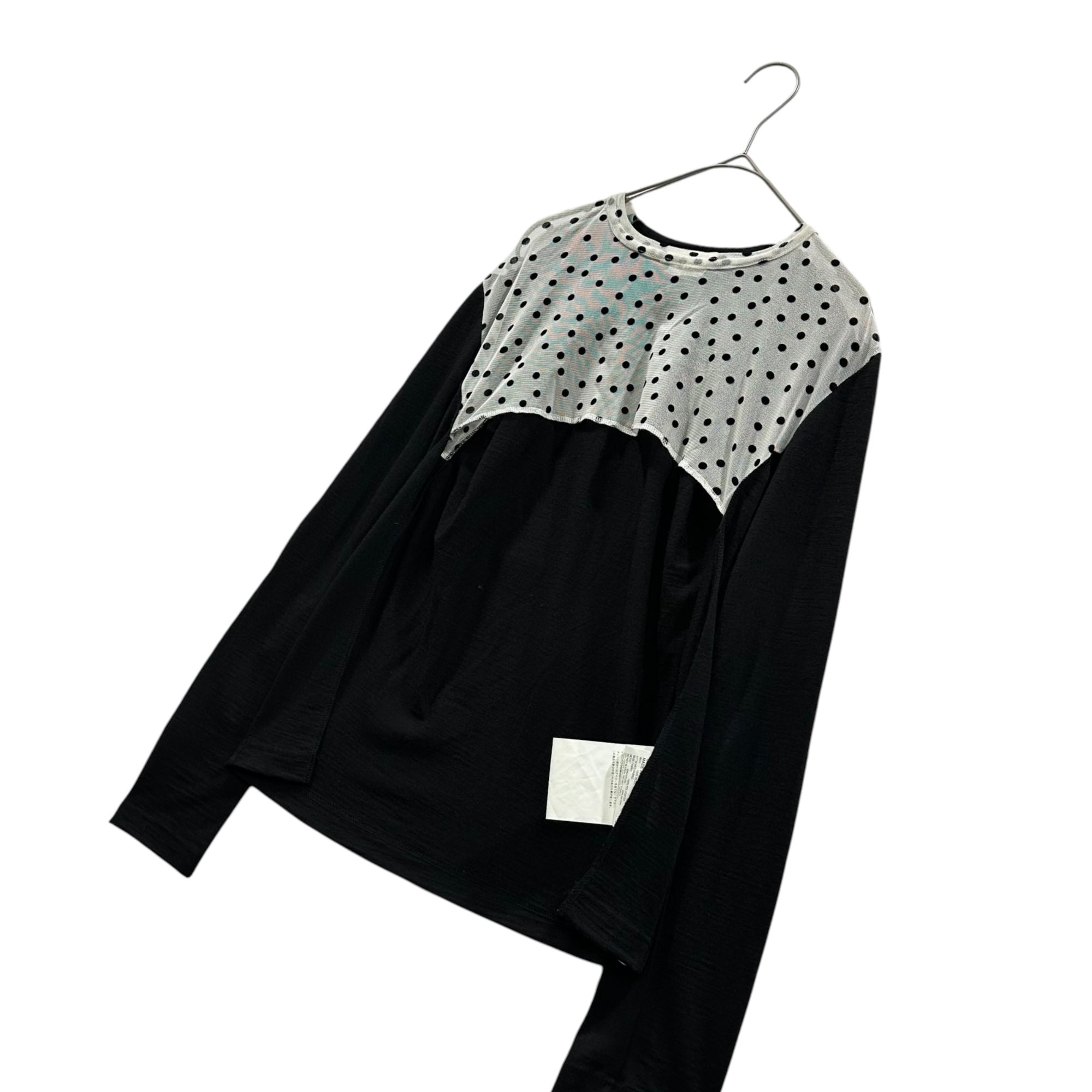COMME des GARCONS(コムデギャルソン) 2011AW Polka Dot Mesh-Panel Wool Knit Top ドット メッシュ 切替 ウール カットソー GH-T047 XS ブラック×ホワイト AD2011