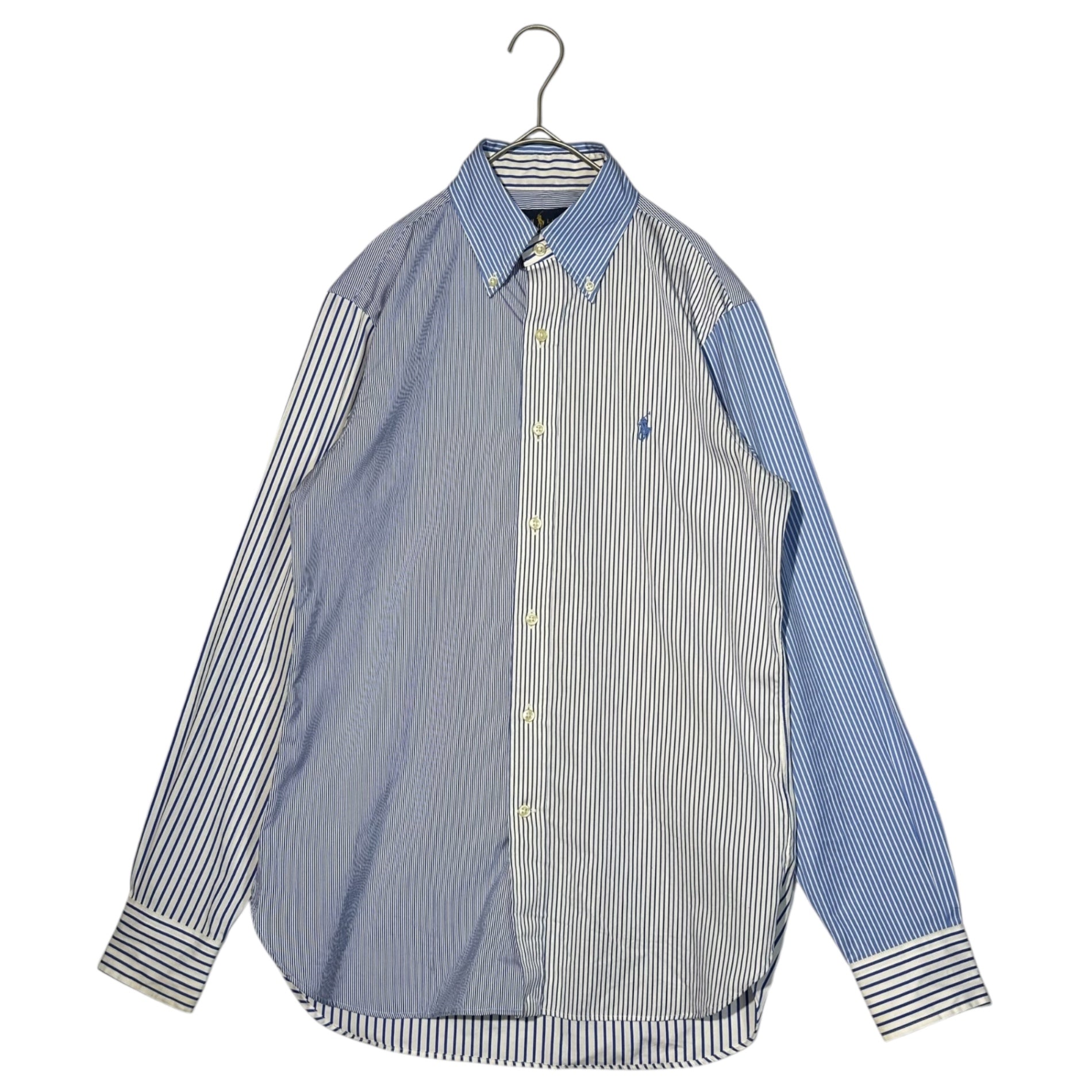 RALPH LAUREN(ラルフローレン) Pony Logo Embroidery Multi Stripe L/S Shirt ポニー ロゴ 刺繍 マルチ ストライプ 長袖 シャツ XS スカイブルー×ホワイト