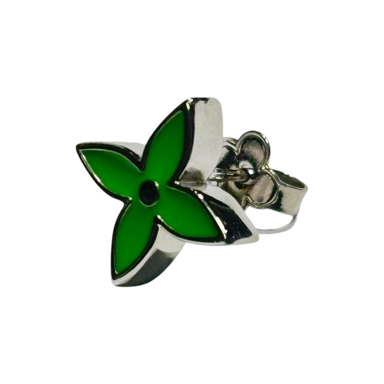 LOUIS VUITTON(ルイヴィトン) Bookle Monogram Party Earrings ブックル モノグラム パーティー ピアス 型番:MP3283 製造番号:AK0222 グリーン×シルバー 片方のみ