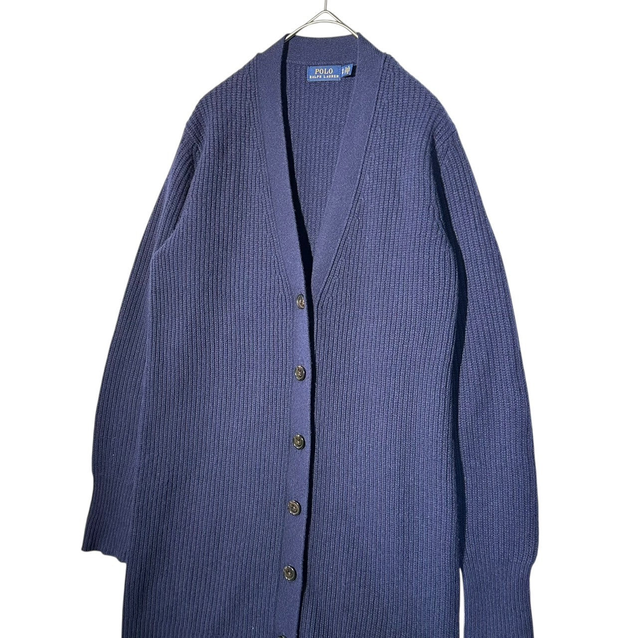 POLO RALPH LAUREN(ポロラルフローレン) Cashmere wool rib-knit long cardigan カシミア ウール リブ ニット ロング カーディガン XS ネイビー