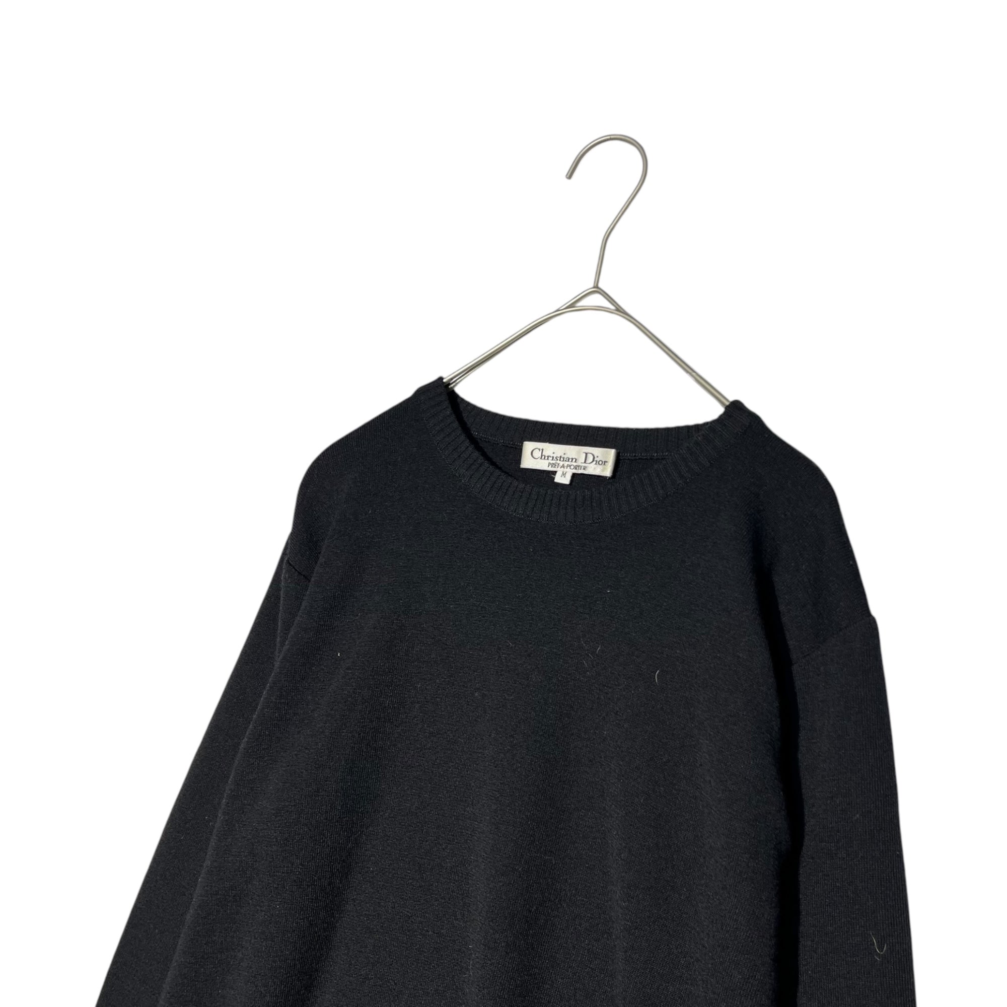 Christian Dior(クリスチャンディオール) 90's~00's Dior Logo embroidery short length wide wool knit ロゴ刺繍 ショート丈 ワイド ウール ニット 0020KW83 表記無し(M程度) ブラック PRET-A-PORTER