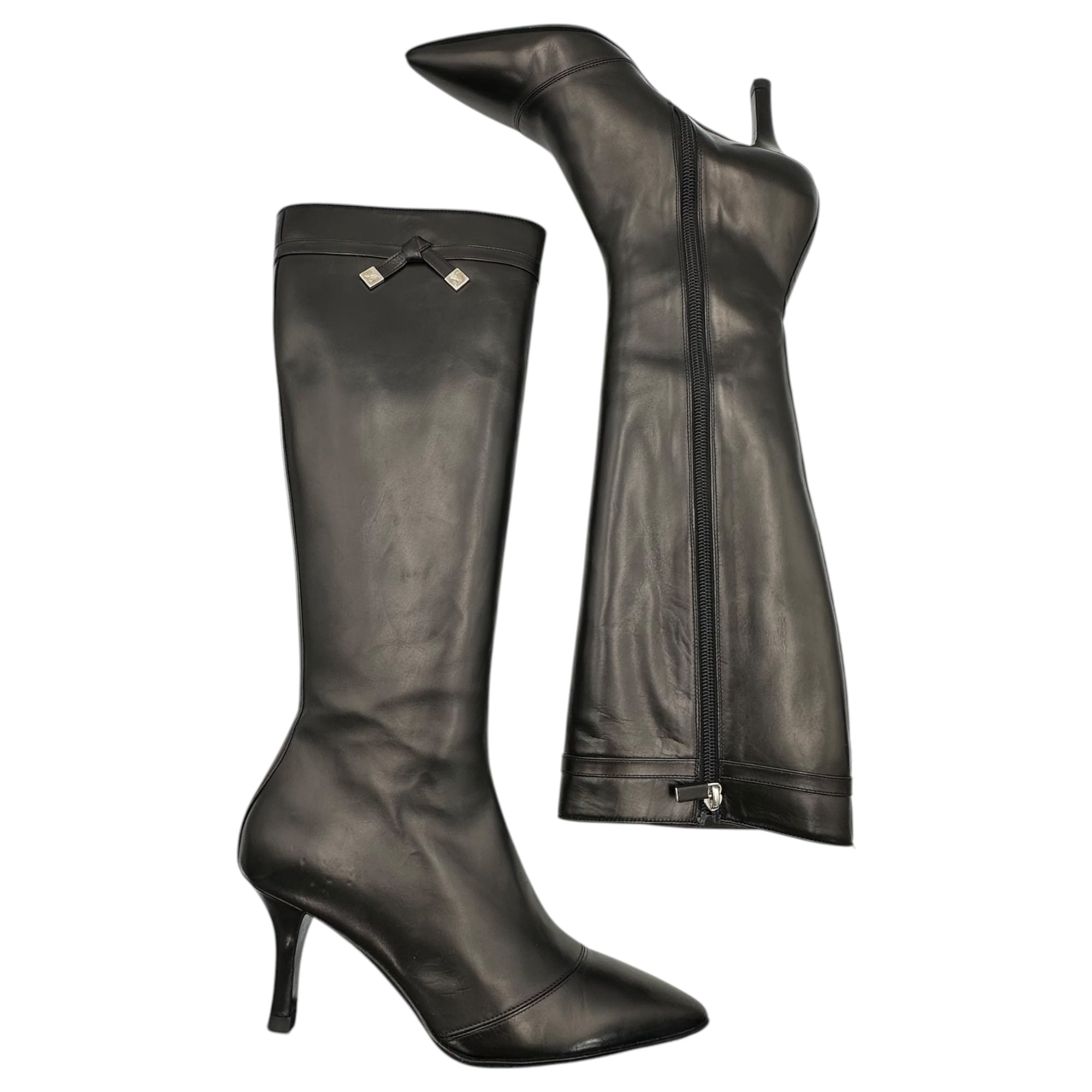 LOUIS VUITTON(ルイヴィトン) Pointed-toe Long Boots ポインテッドトゥ ロング ブーツ 36(23cm程度) ブラック AR0063 ピンヒール