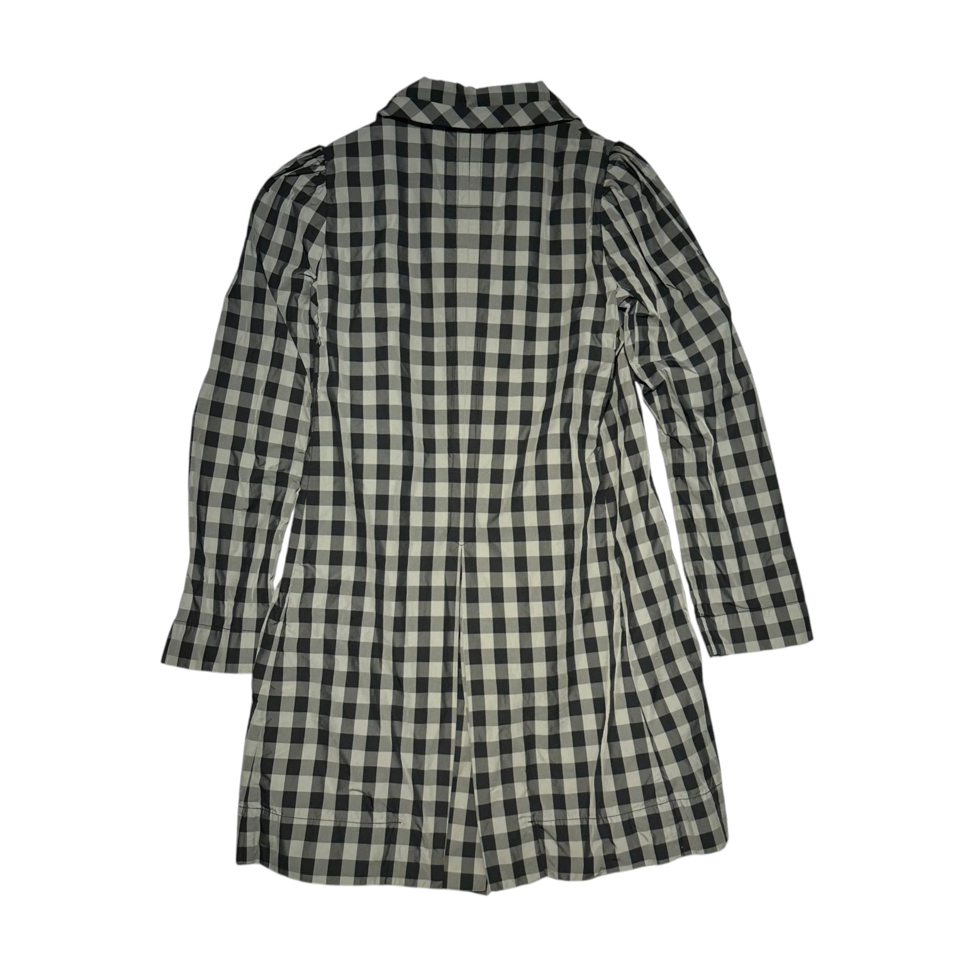 MARITHE FRANCOIS GIRBAUD(マリテフランソワジルボー) 00's Gingham Check Round Collar Double Coat ギンガム チェック 丸襟 ダブル コート F5-7180 M ブラック×グレー Y2K 変形
