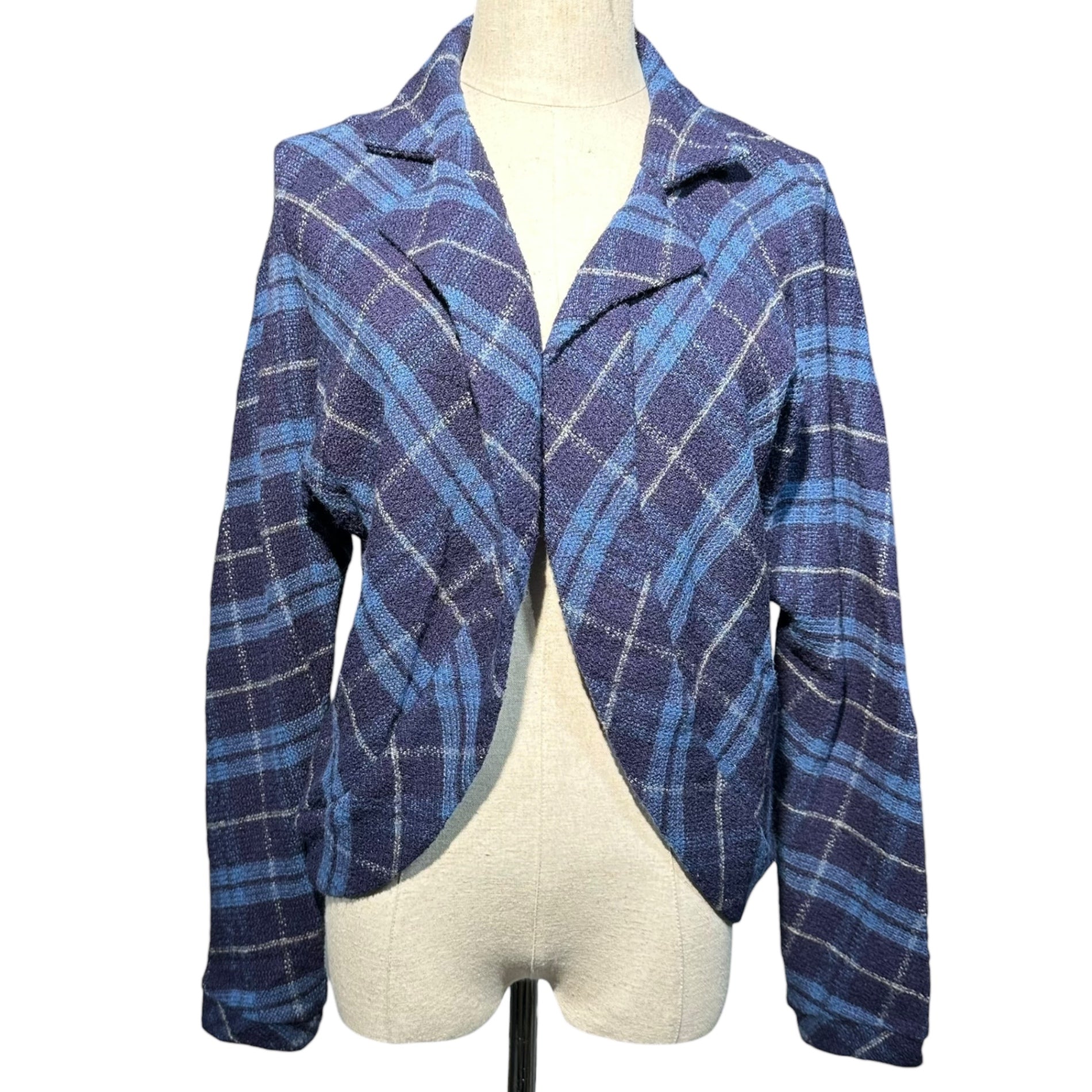 YOHJI YAMAMOTO+NOIR(ヨウジヤマモトプリュスノアール) Wool Angora Buttonless Jacket ウール アンゴラ ボタンレス ジャケット NN-T39-934 3 パープル×ブルー