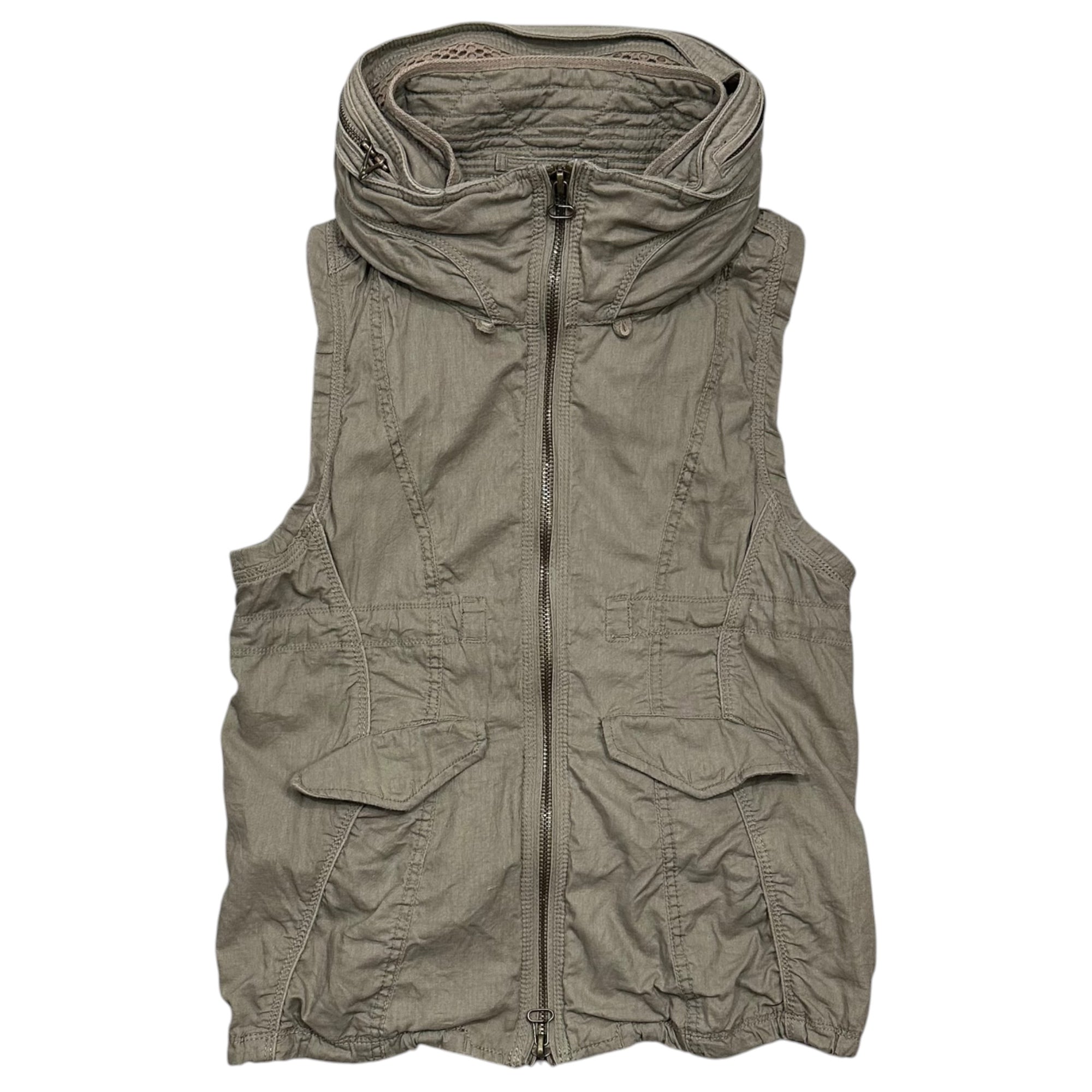 G.O.A(ゴア) 2000's Gimmick hooded vest ギミック フーデッド ベスト FREE カーキ goa Y2K