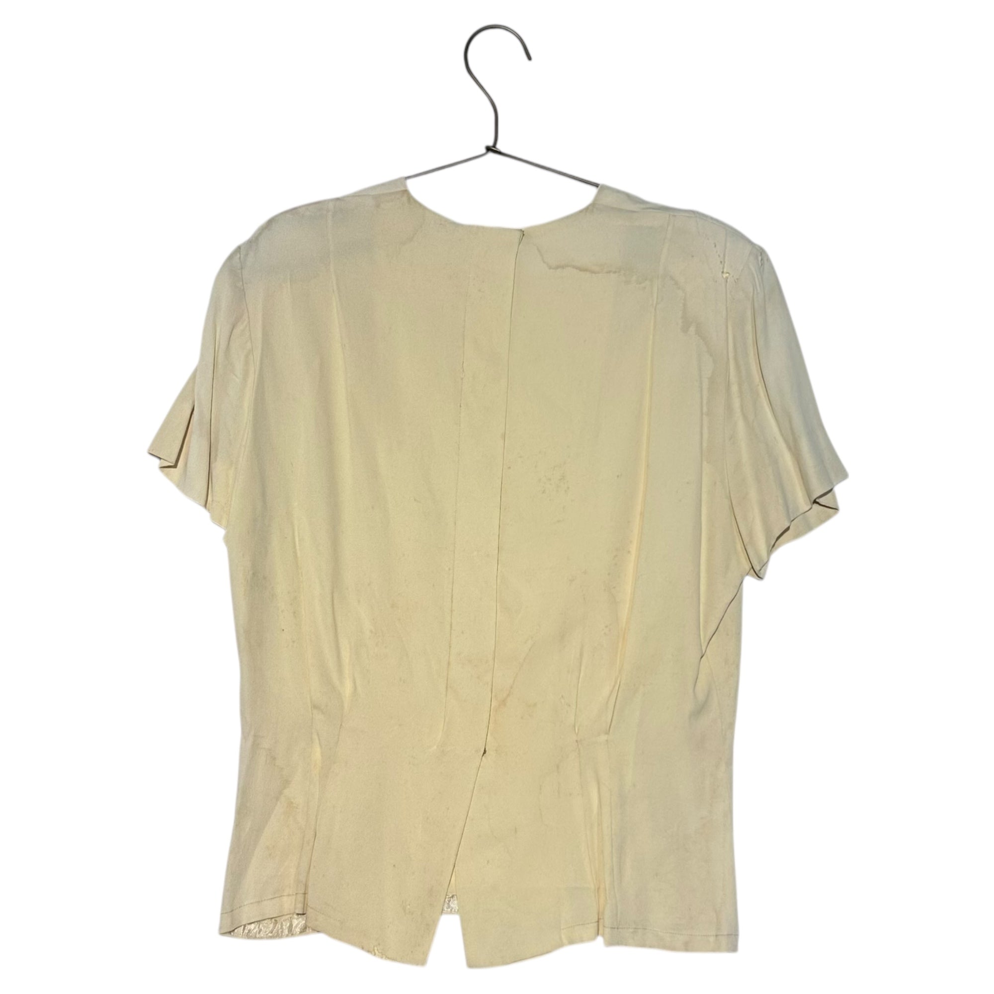 VINTAGE(ヴィンテージ) front design blouse デザインカットソー 後ろボタン 表記無し(Mサイズ程度) ベージュ / 小穴有