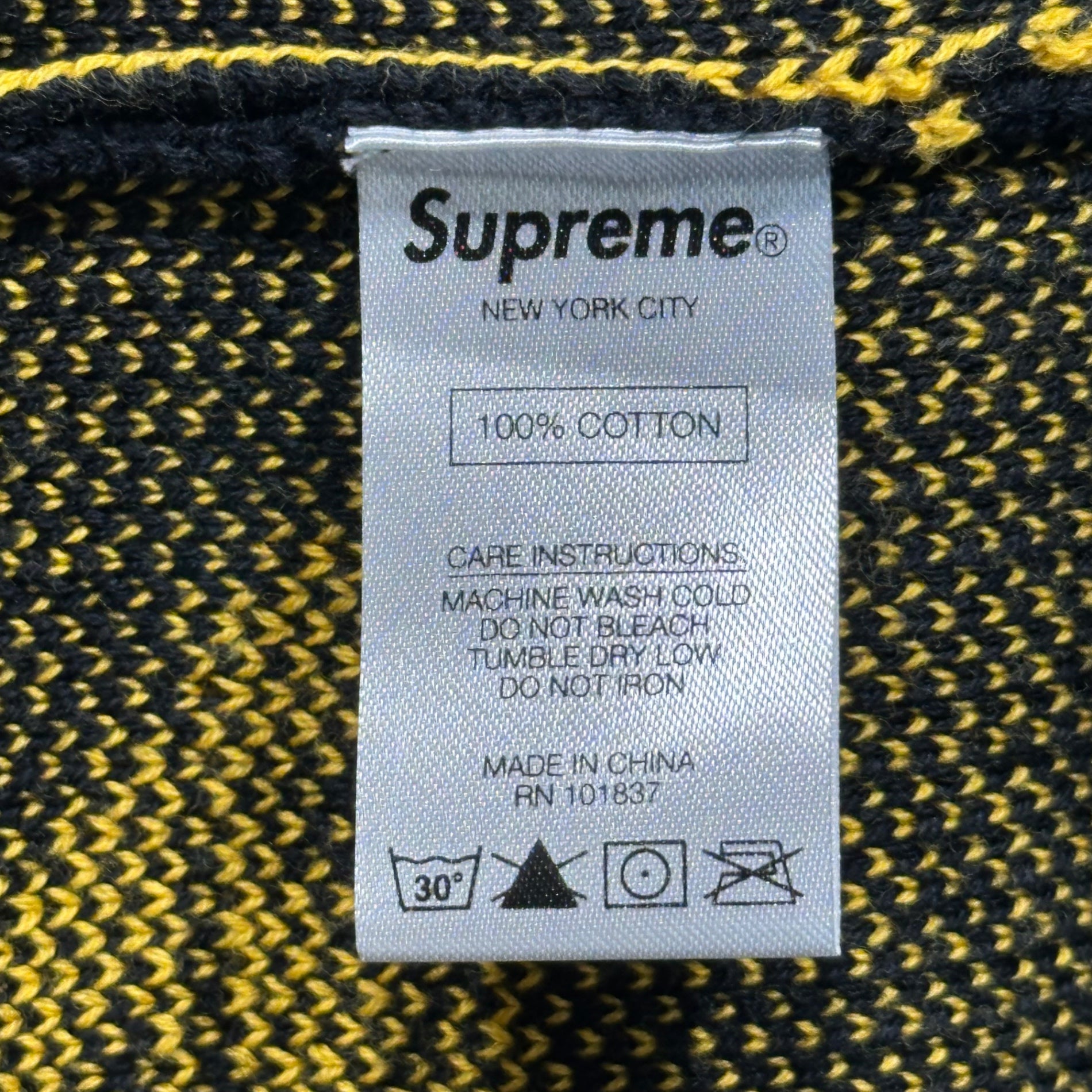 SUPREME×UNDERCOVER(シュプリーム×アンダーカバー) 18SS Public Enemy Sweater パブリック エネミー セーター S ブラック×イエロー クルーネック ニット