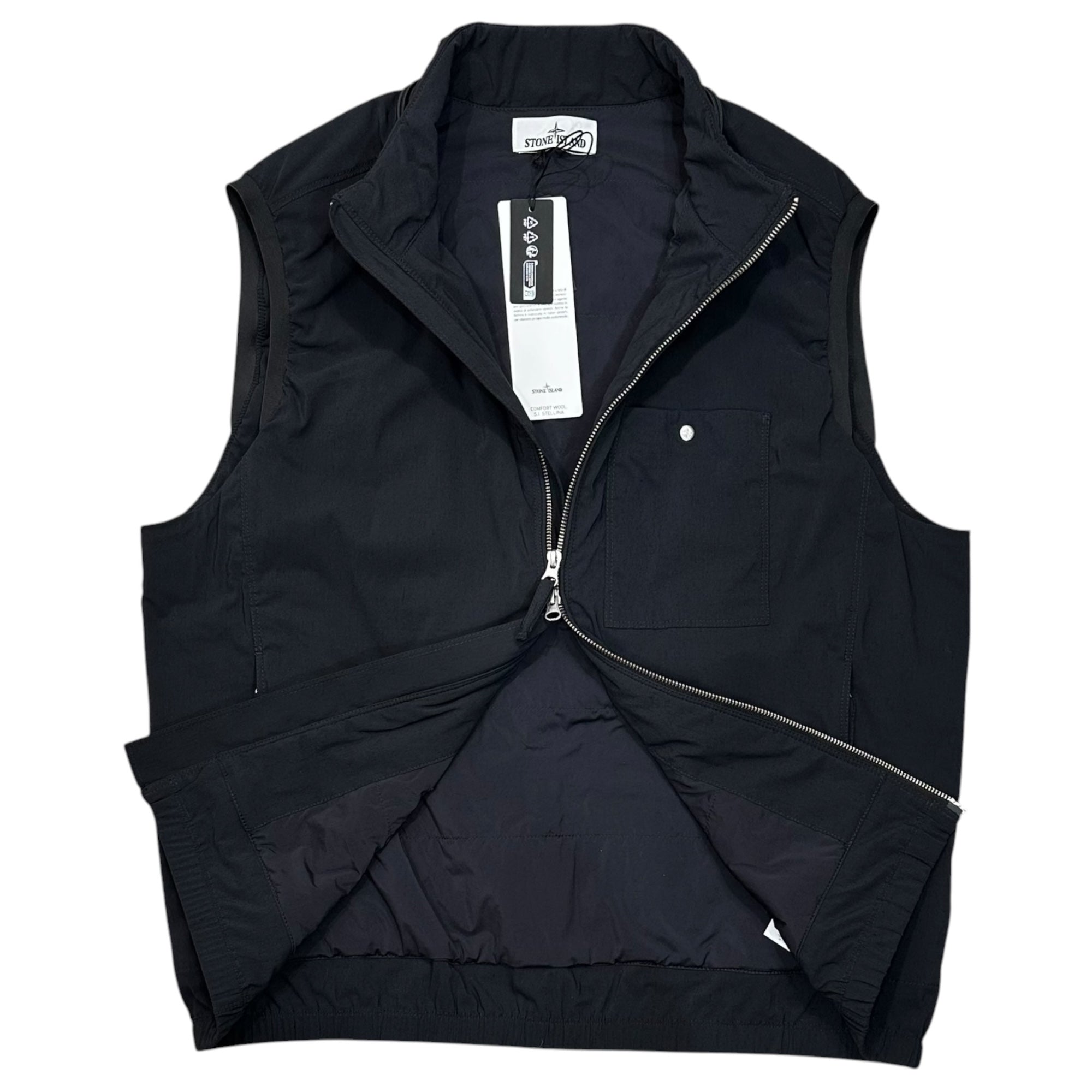 STONE ISLAND(ストーンアイランド) 2024AW Stellina Comfort Wool Layering Vest ステリーナ コンフォート ウール レイヤリング ベスト 8115G05G2 V0028 L ダークネイビー GIUBBOTTO S/MANICHE 中綿
