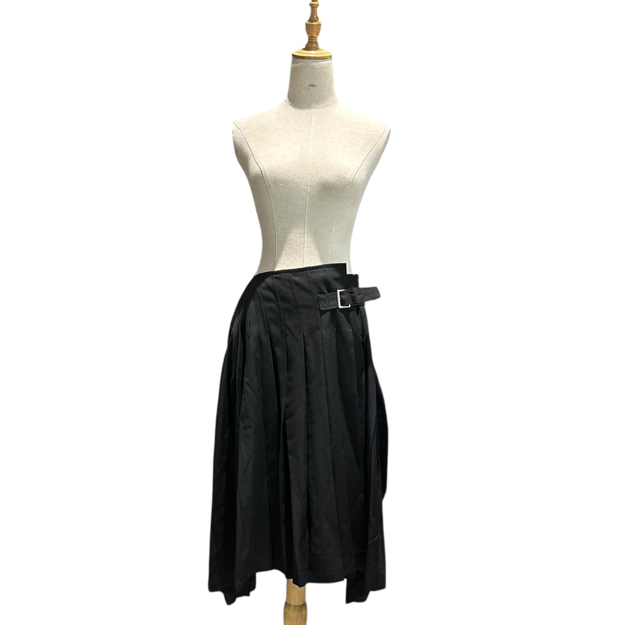tricot COMME des GARCONS(トリココムデギャルソン) 12SS Back Panel Contrast Material Pleated Belt Skirt 背面 異素材 切替 プリーツ ベルトスカート TI-S002 M ブラック AD2011