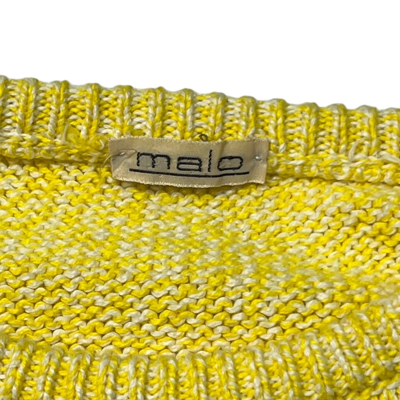 malo(マーロ) 80’s~90's vintage loose knit ヴィンテージ オーバーサイズ コットン ニット SIZE 48(L程度) イエロー×ホワイト