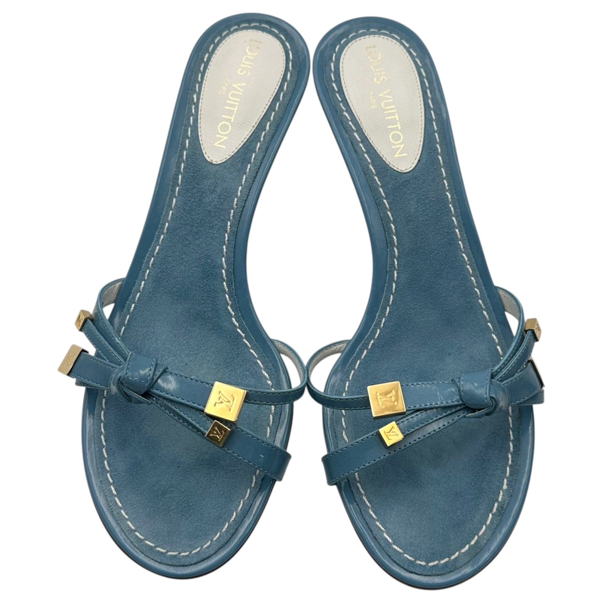 LOUIS VUITTON(ルイヴィトン) Vernis Ribbon Mules ヴェルニ リボン ミュール 35(22.5cm程度) スカイブルー RO0104 サンダル