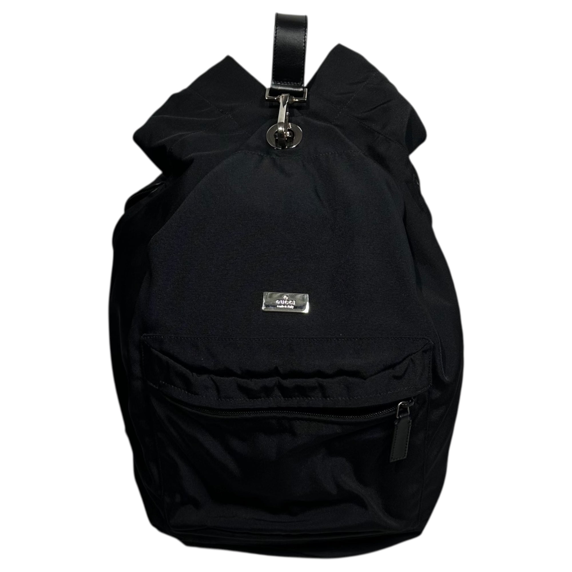 GUCCI(グッチ) Nylon Leather Jackie Drawstring Backpack ナイロン レザー ジャッキー 巾着 リュック 019・0585 ブラック OLD リュックサック デイパック