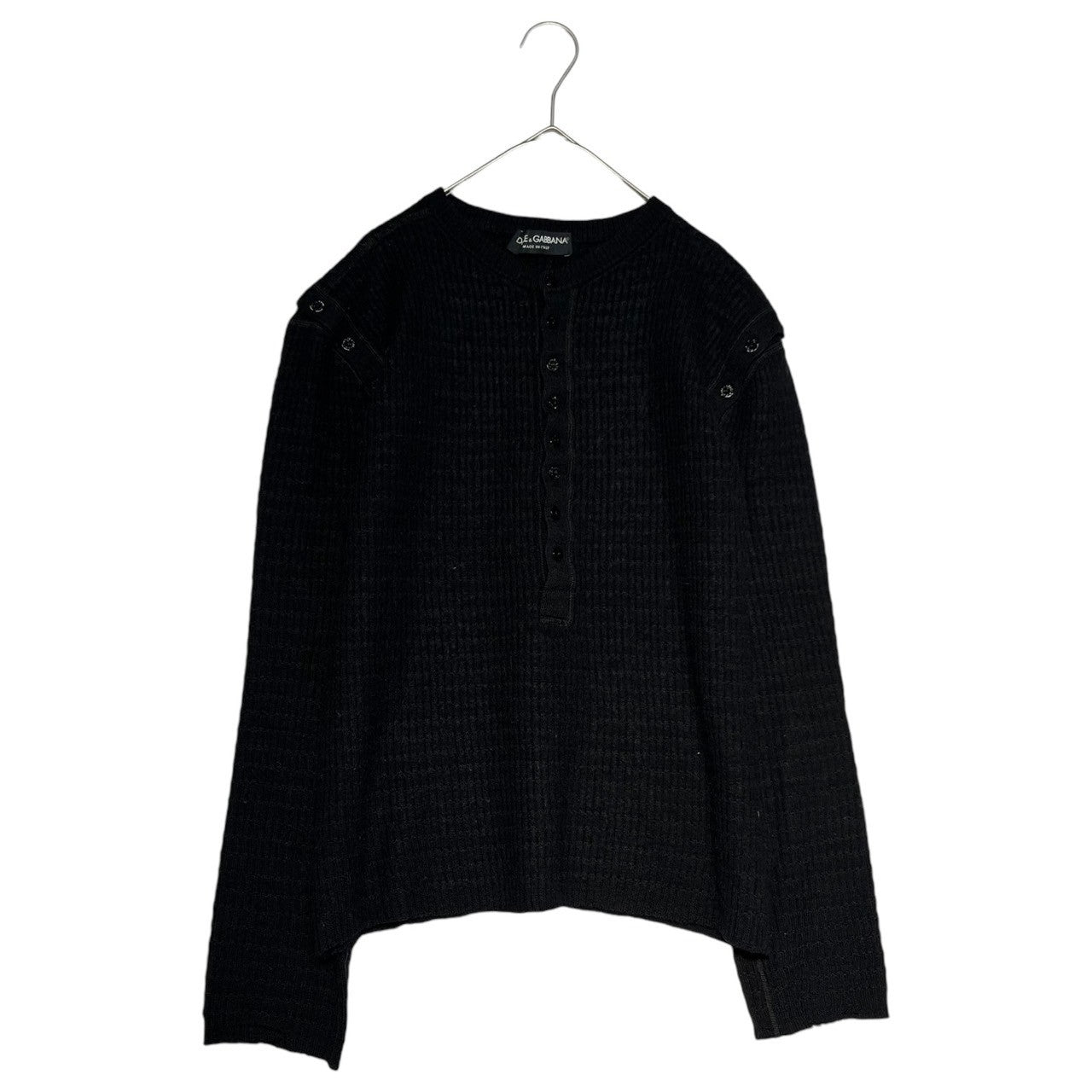 DOLCE&GABBANA(ドルチェ&ガッバーナドルガバ) 00's shoulder button knit wool ショルダー ボタン ヘンリーネック ウール ニット 52(XL程度) ブラック