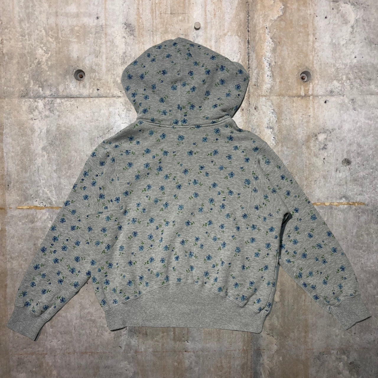 i.s. ISSEY MIYAKE(アイエス イッセイミヤケ) 80's flower print short Hoodie/フラワープリントパーカー RY13649 9(Mサイズ程度) グレー