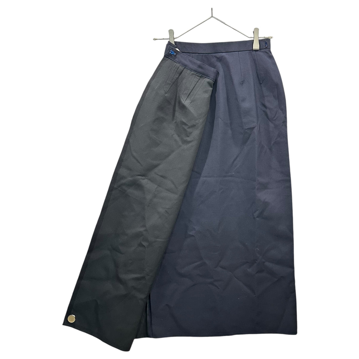 COMME des GARCONS(コムデギャルソン) 1998AW Bonded Wool Long Wrap Skirt ボンディング 加工 ウール ロング 巻き スカート GS-10026S S ダークネイビー AD1998 90s アーカイブ