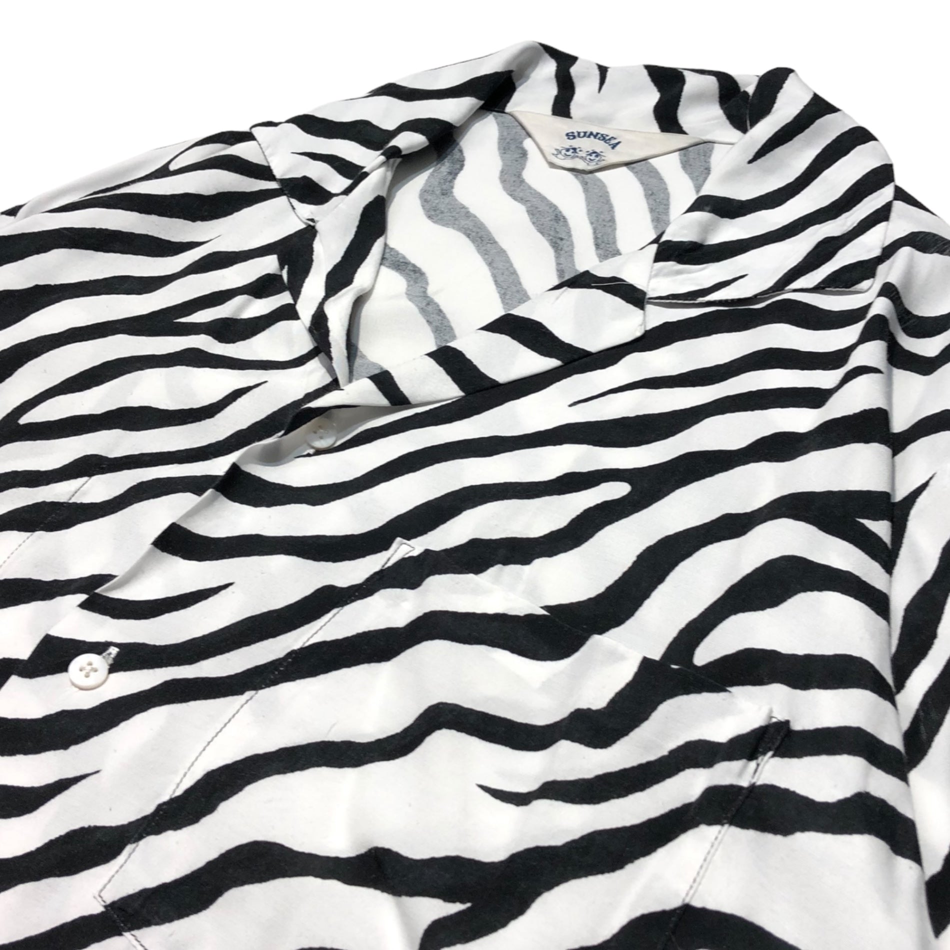 SUNSEA(サンシー) 18SS Zebra GIGOLO Shirt ゼブラ ジゴロシャツ 18S24 3(L) ホワイト×ブラック