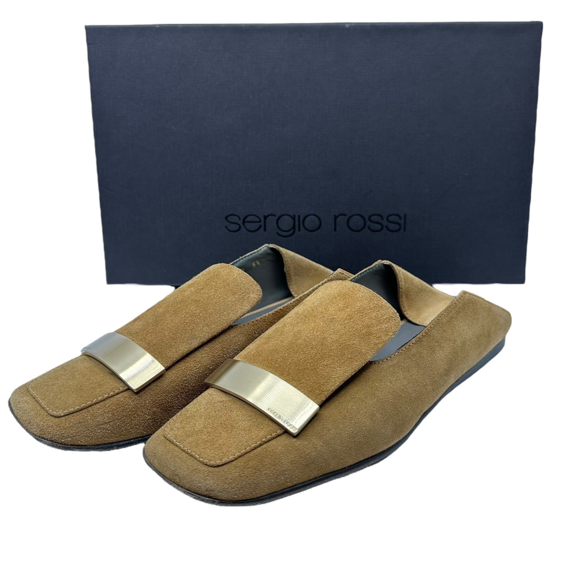 Sergio Rossi(セルジオロッシ) 23SS Metal Plate Logo Leather Square Toe Loafer メタルプレート ロゴ レザー スクエアトゥー ローファー 5 1/2(24.5~25.0cm程度) ベージュ