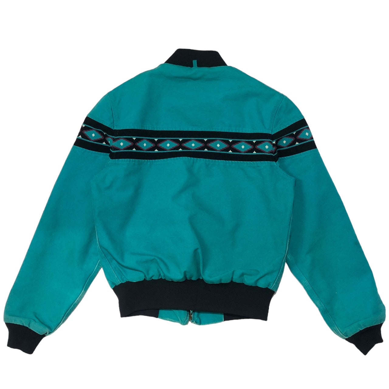 carhartt(カーハート) 80'sヴィンテージダック地ネイティブ柄ブルゾン/ジャケット 表記無し(Lサイズ程度) ターコイズブルー/グリーン 80年代 稀少カラー