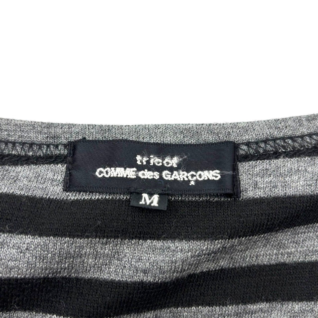 tricot COMME des GARCONS(トリココムデギャルソン) 10AW Long-sleeved striped dress with detachable collar つけ襟付属 長袖 ボーダー ワンピース TF-T055 M グレー×ブラック AD2010