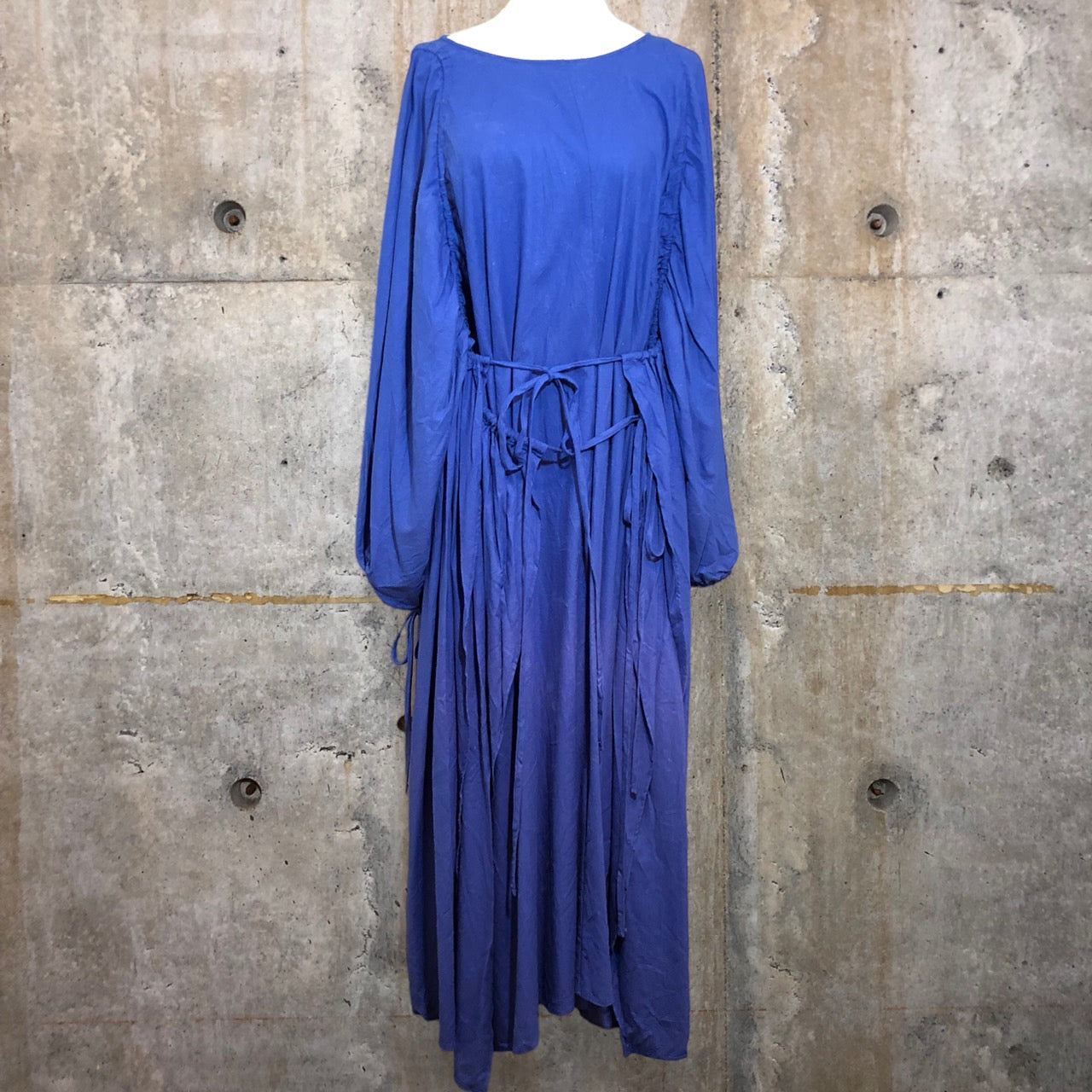 BASERANGE(ベースレンジ) HONDA DRESS RAW SILK/ピリング加工シルクワンピース S(M~Lサイズ程度) ブルー