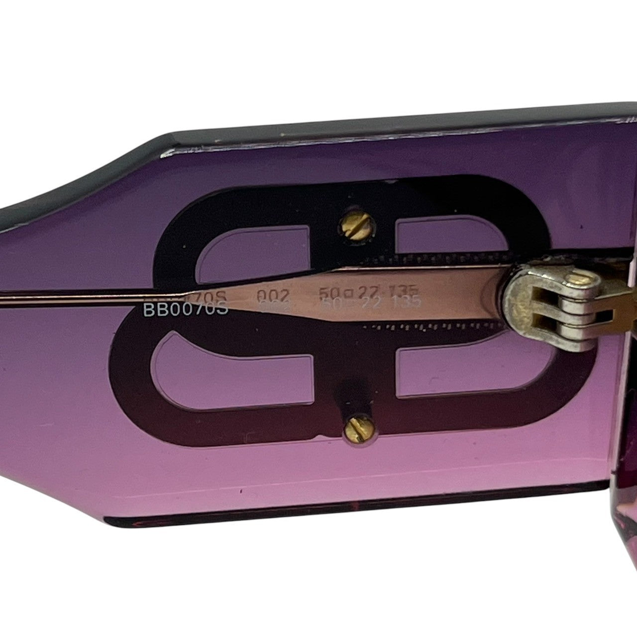 BALENCIAGA(バレンシアガ) Butterfly wellington sunglasses バタフライウェリントン サイドロゴ サングラス BB0070S 50□22-135 パープル ケース付 クリア