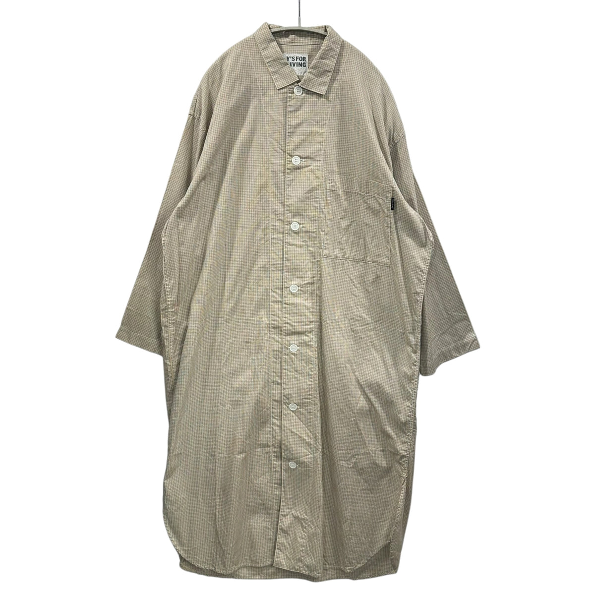 Y's for living BASICS(ワイズフォーリビング × ベーシックス) 2000's Checkered L/S Sleep Shirt チェック ロング スリーピング シャツ FREE オレンジ×グリーン 2000年代後半 ベーシックライン アーカイブ