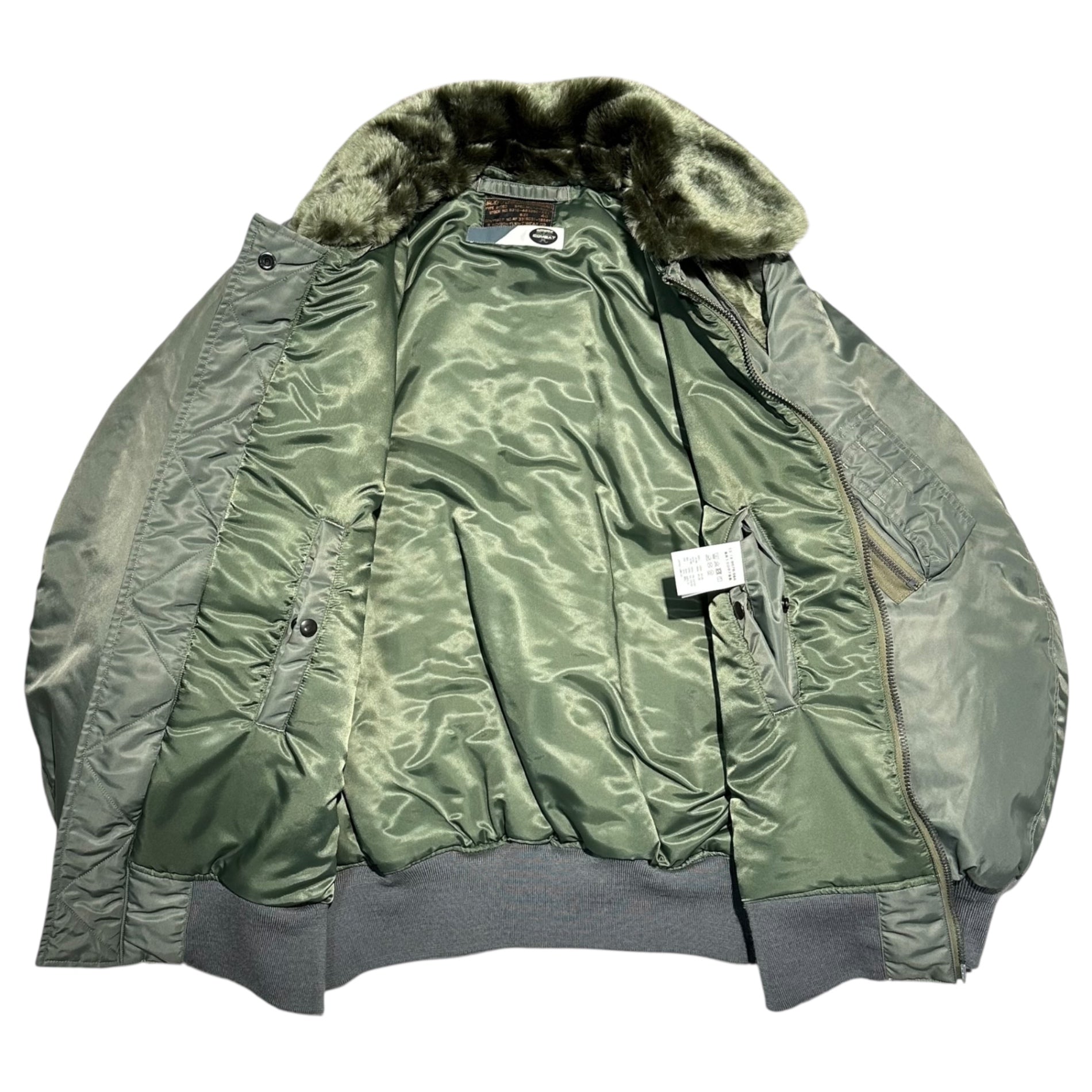 BUZZ RICKSON’S×BEAMS BOY(バズリクソンズ×ビームスボーイ) B-15D FLIGHT JACKET ミリタリー フライト ジャケット BR15097BB 13-18-0070-086 40(L程度) カーキ ファー 別注 コラボ