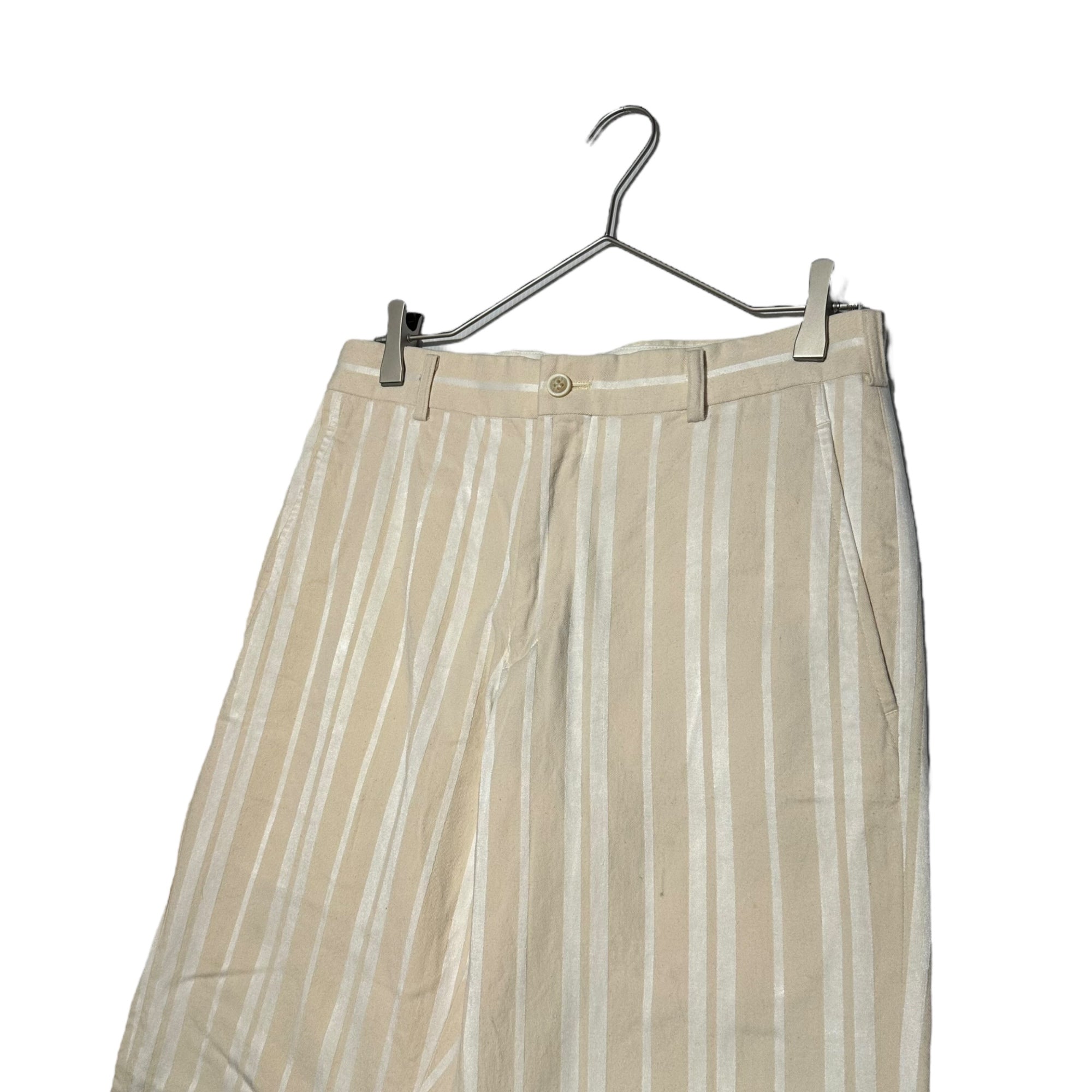 COMME des GARCONS HOMME(コムデギャルソンオム) 02SS Cupro striped tapered pants キュプラ ストライプ テーパード パンツ 田中オム 田中啓一 HE-P038 S ベージュ AD2001