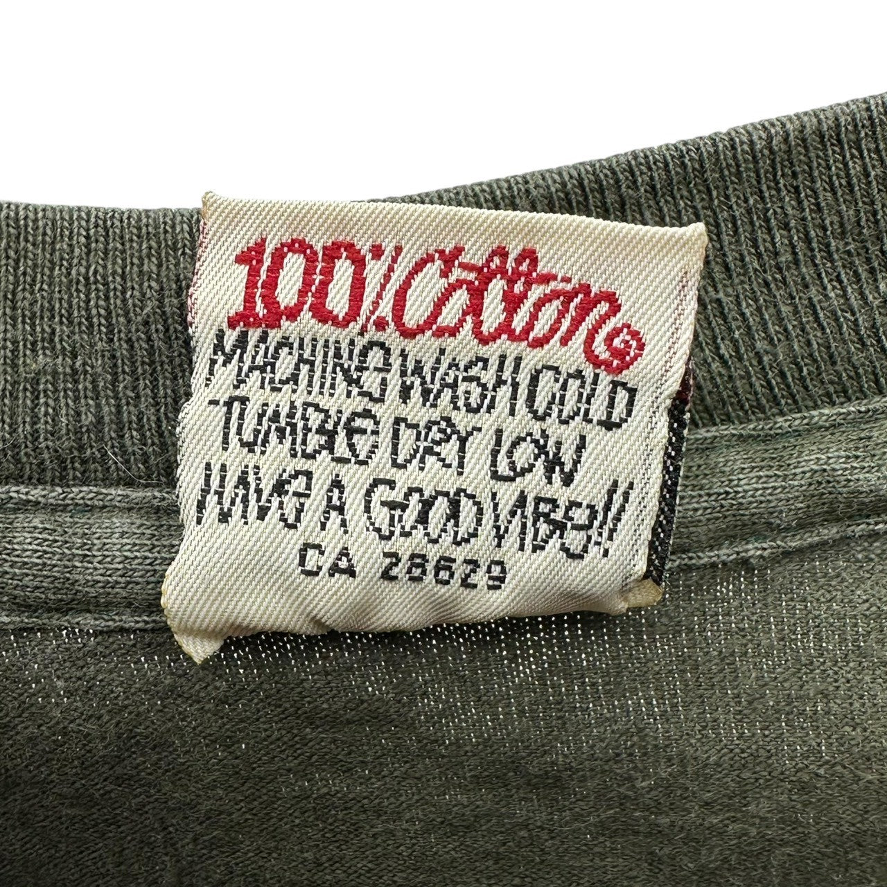 STUSSY(ステューシー) 90's White Tag Crown Logo Crew Neck T-Shirt 90年代 白タグ クラウン ロゴ クルーネック Tシャツ M カーキ