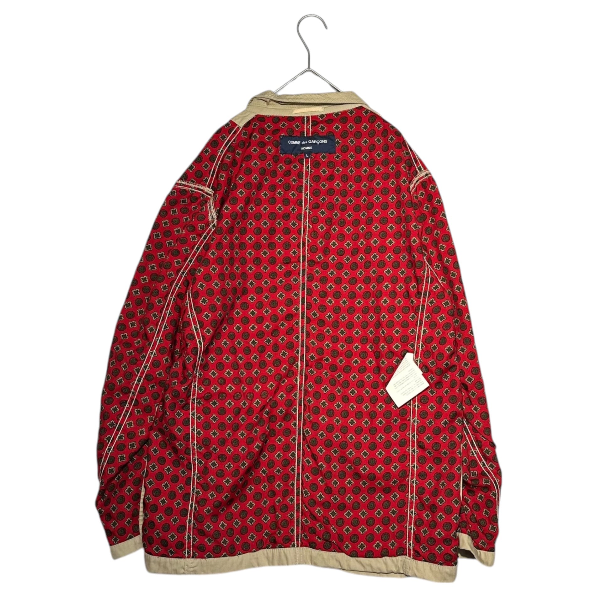 COMME des GARCONS HOMME(コムデギャルソンオム) 04SS Lined Paisley Cotton Tailored Jacket 裏地 ペイズリー コットン テーラード ジャケット HM-J006 L ベージュ×レッド AD2003