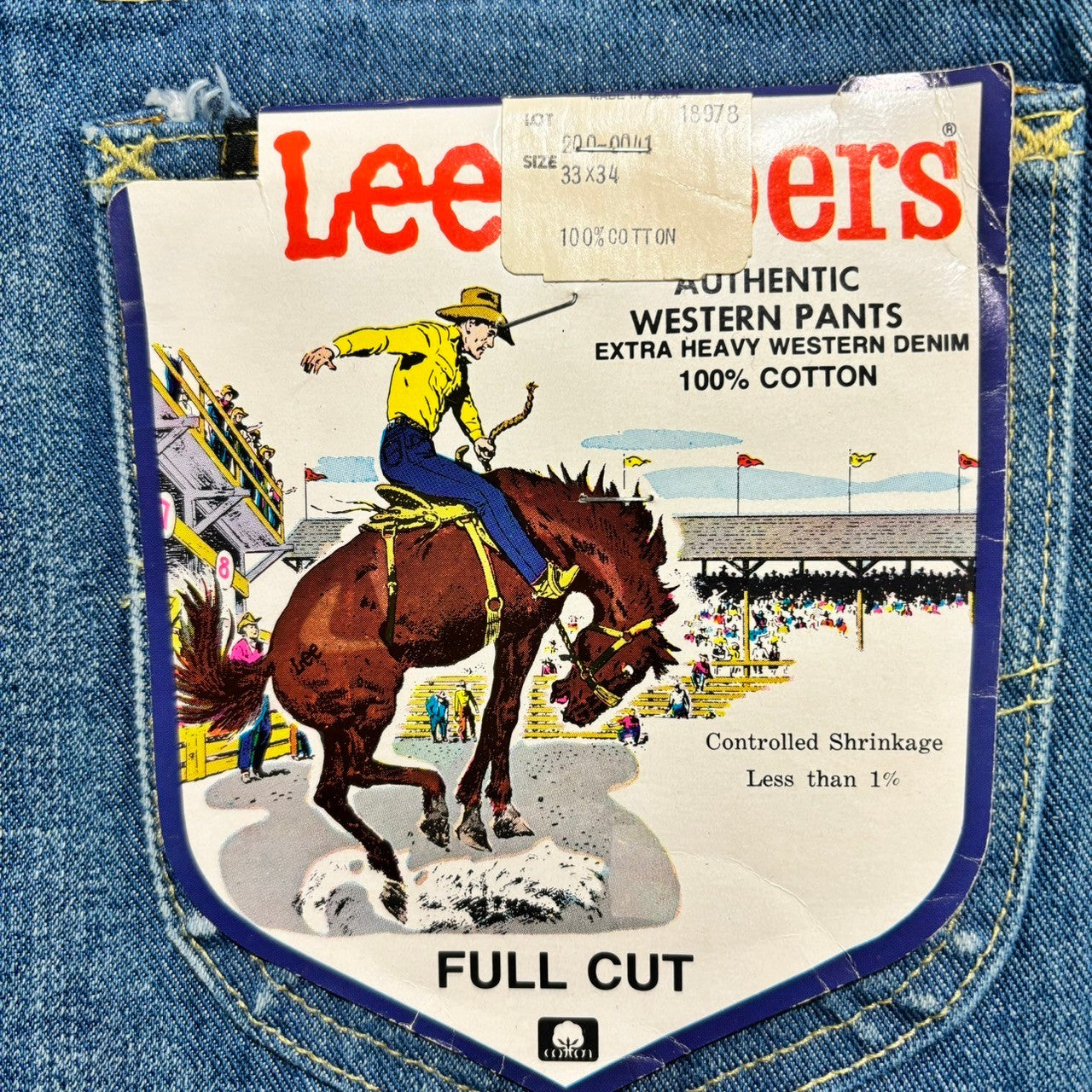 LEE(リー) 70's 200 RIDERS dead stock stonewashed vintage denim pants デッドストック ストーン ウォッシュ ヴィンテージ デニム パンツ 200-0041 33×34 ライトインディゴ フラッシャー付 USA製 42TARON FULL CUT サイド黒タグ