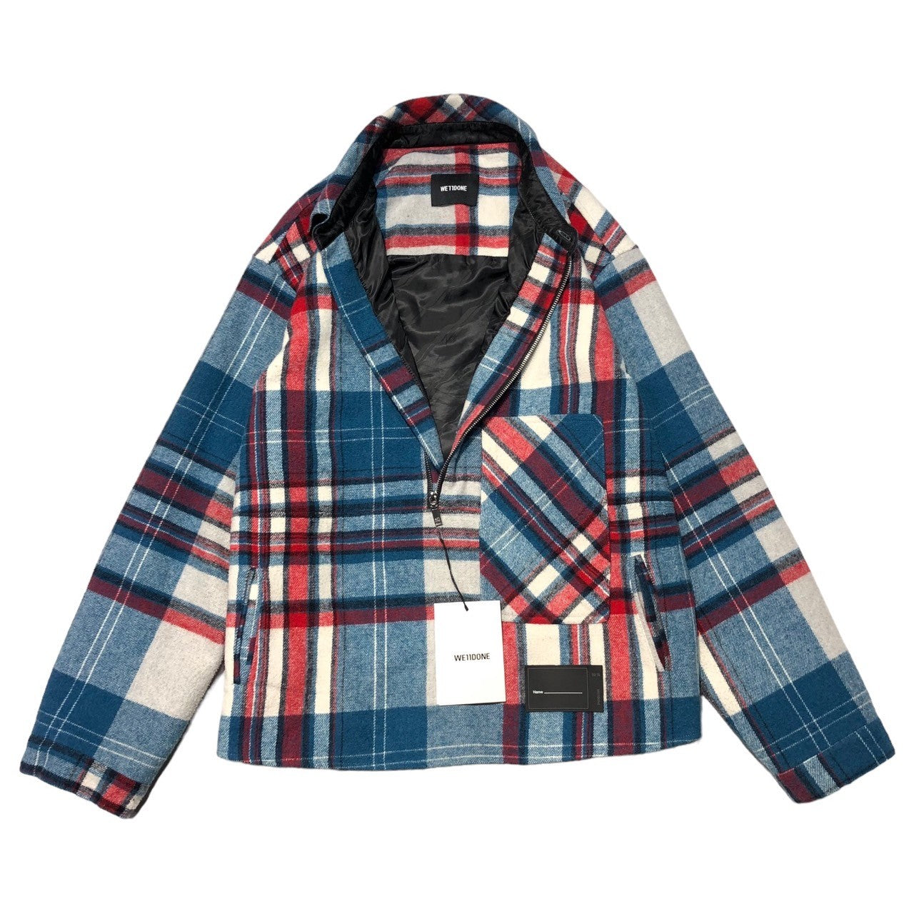 WE11DONE(ウェルダン) Blue WD Check Anorak Wool Shirt ブルー チェック アノラック ウール シャツ WD-PT9-20-156-U-BK S ブルー×レッド ジャケット