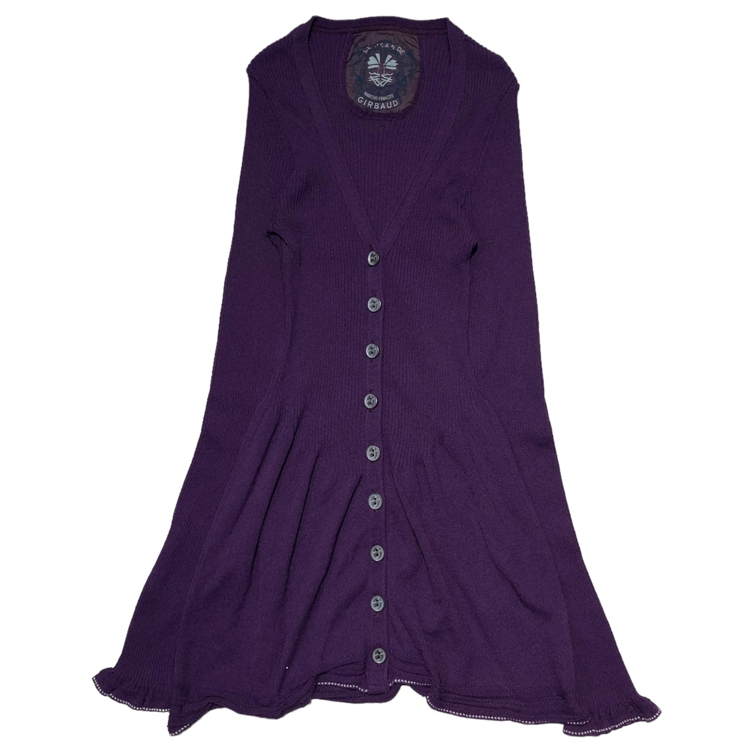 MARITHE FRANCOIS GIRBAUD(マリテフランソワジルボー) 00's flare rib cardigan フレア リブ ニット カーディガン チュニック F7-8182 N パープル Y2K