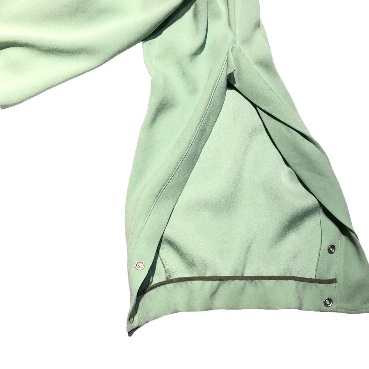 TOGA PULLA(トーガプルラ) mock neck ruffle blouse モック ネック フリル ブラウス カットソー 長袖 ミント グリーン 36(S程度)