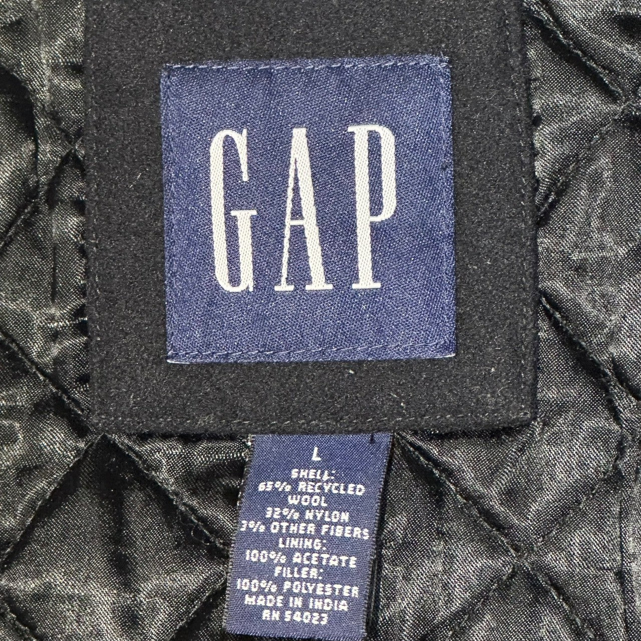 OLD GAP(ギャップ) 00's Wool Melton ZIP UP Blouson ウール メルトン ジップアップ ブルゾン L ブラック キルティング トラッカー ジャケット