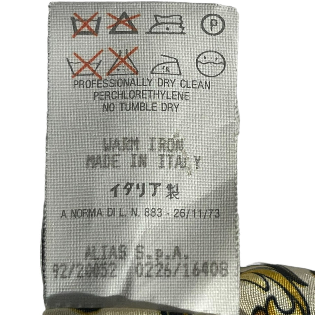 GIANNI VERSACE(ジャンニヴェルサーチ) 90’s scarf silk shirt 金ボタンスカーフ柄比翼シルクシャツ 40(Lサイズ程度) アイボリー×ゴールド 総柄/シルク100%