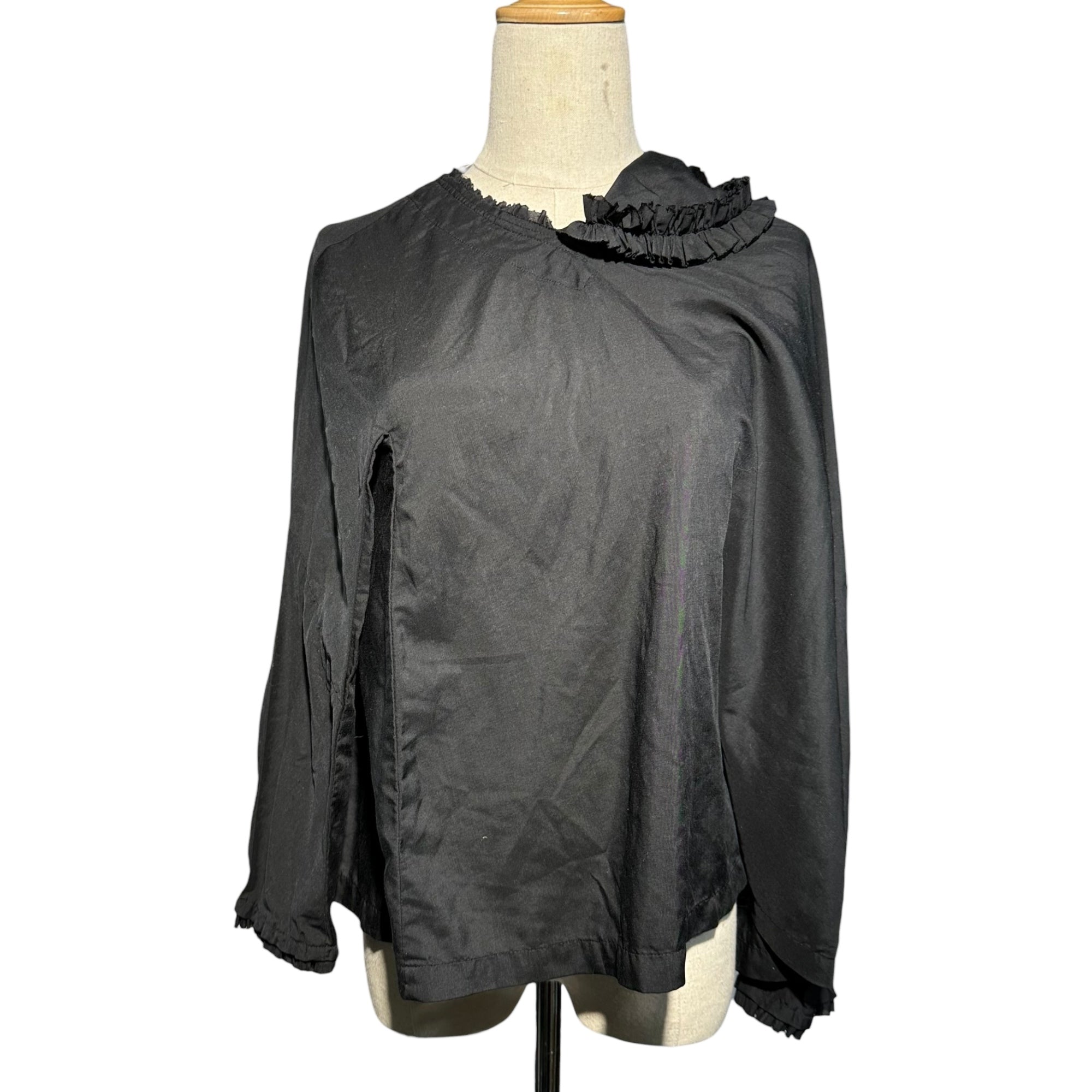 COMME des GARCONS COMME des GARCONS(コムデギャルソンコムデギャルソン) 15AW Asymmetrical Ruffle collar L/S Blouse アシンメトリー フリル カラー 長袖 ブラウス RP-B026 M ブラック AD2015