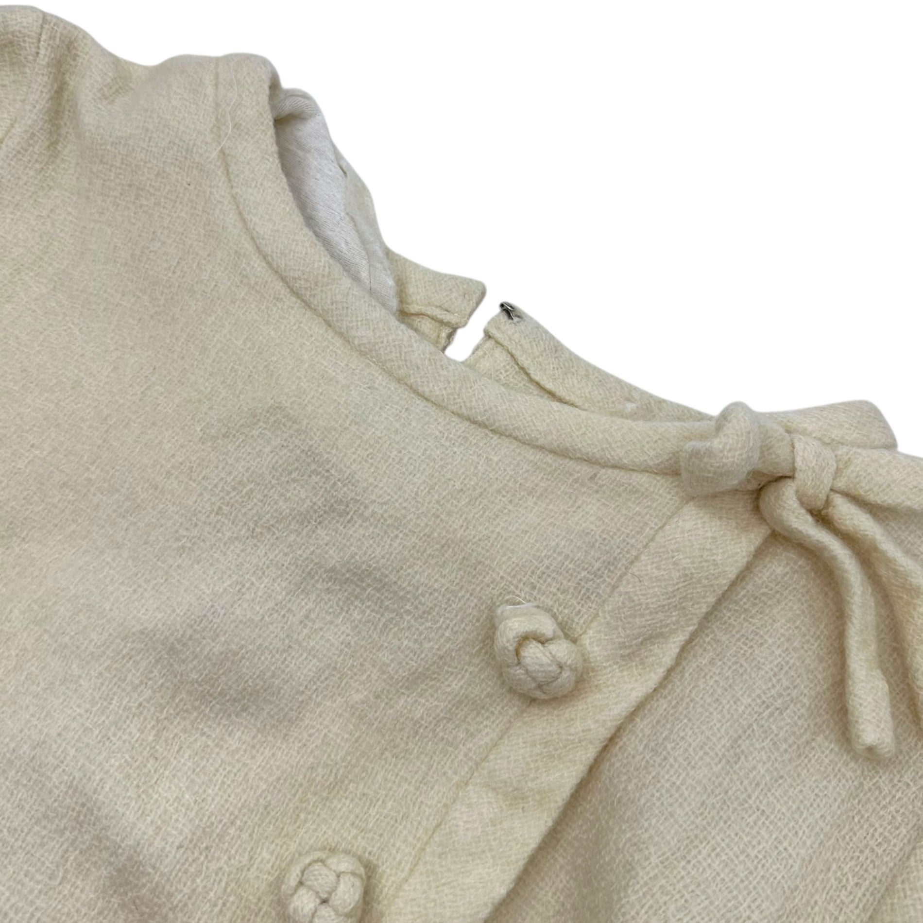 VINTAGE(ヴィンテージ) 60's~ wool knit half sleeve onepiece ニットとデザインボタンの半袖ウールワンピース 表記無し(Mサイズ程度)/袖の裏部分に傷あり ベージュ