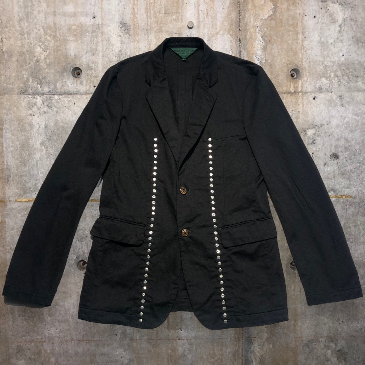 COMME des GARCONS HOMME PLUS EVER GREEN(コムデギャルソンオムプリュスエバーグリーン) 07SSラインスタッズコットンジャケット PS-J214 M ブラック AD2006 2000AW Docking Rock ドッキングロック期 復刻